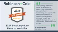 Robinson+Cole’s People-First Culture Recognized in Vault’s 2027 Rankings