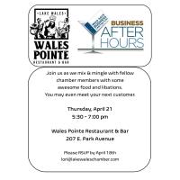 2022 - Business After Hours - Wales Pointe Restaurant & Bar - Thurs., 4-21-22
