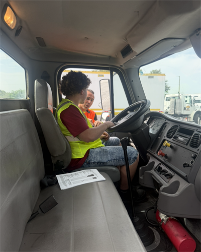 Behind-the-wheel CDL training.
