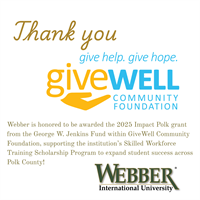 2025 Grant Awarded to Webber International University by GiveWell Community Foundation