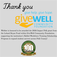 Webber International University Awarded Grant by GiveWell Community Foundation