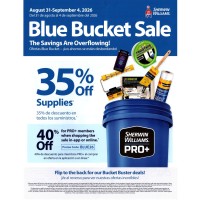 Sherwin Williams, Blue Bucket Sale, 8-31-26 thru 9-4-26