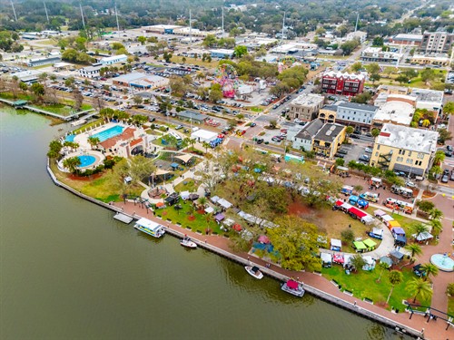 Drone image of Ferran Park and Downtown Eustis