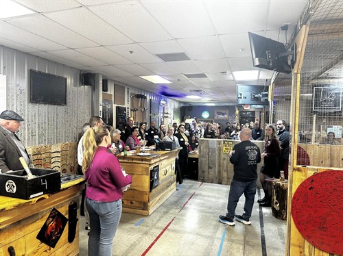 Private event setup for corporate groups and celebrations at Axe Play