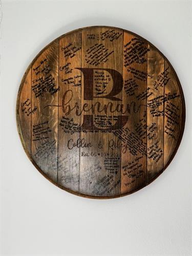 Custom Whiskey or Wine barrel guest book 