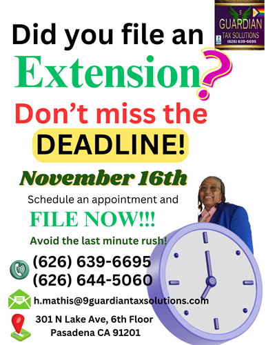 California Extension is now November 16th