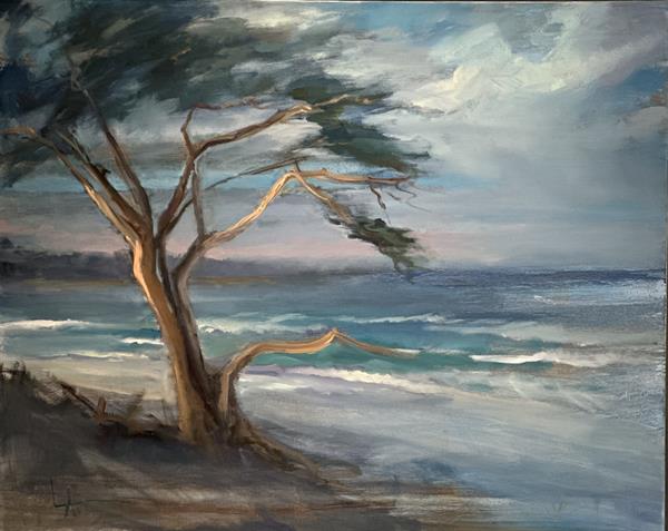Misty Carmel Beach. 48x60 oil on canvas