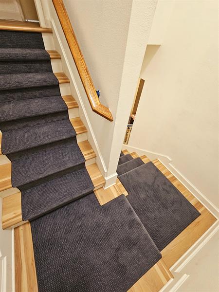 Custom Carpet Stair Runner and Laminate Installation Custom Carpet Stair Runner and Laminate Installation