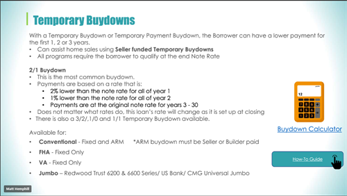 Temporary Buydown Options