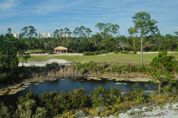 Take in the beautiful backyard pond and golf views
