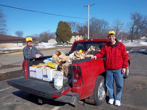 The Lions hold an anual food drive at Miller & Sons for the Badger Prairie Needs Network.
