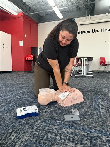 Linn working on her CPR instructors course