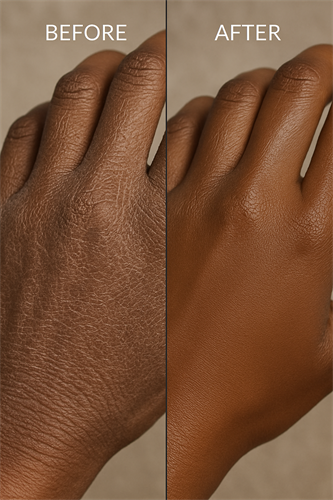 Visible results: our Triple Whipped Body Butter transforms dry, cracked hands into smooth, nourished skin.