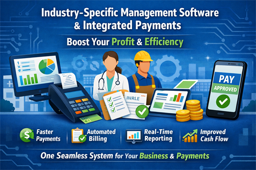Industry management software with integrated payment processing