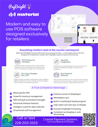 material POS - Designed and built for boutiques and independent retailers.
