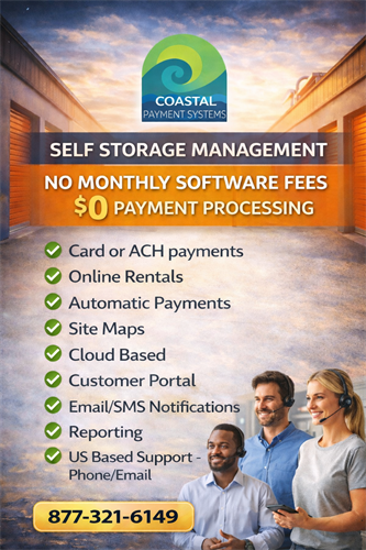 Self Storage management software with zero fees. 