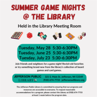 Summer Game Night at Jefferson Public Library