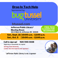 Bug Tussel Drop-in Tech Help at Jefferson Public Library