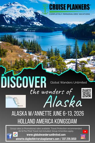 Is Alaska on your bucket list? Join Annette in June 2026 on the beautiful Holland America Konigsdam sailing the iconic Inside Passage from Vancouver! 