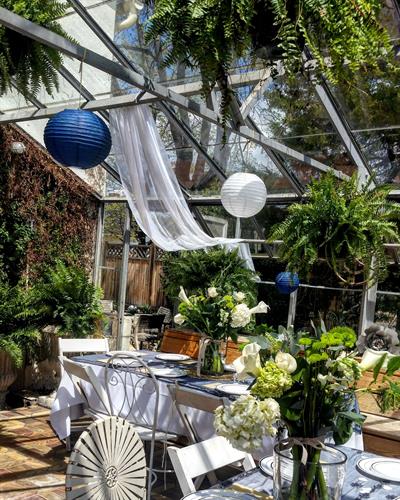 The Greenhouse comfortably holds 30-35 guests with a stunning backdrop.  