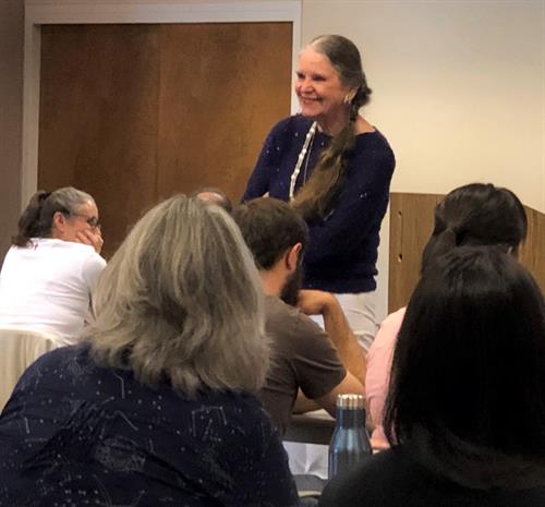 Colonel Bass at her day-long presentation to US Geological Survey in Denver