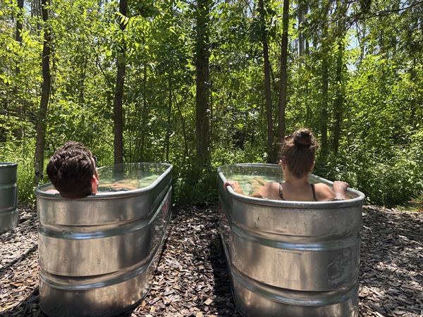 Cold plunging in nature