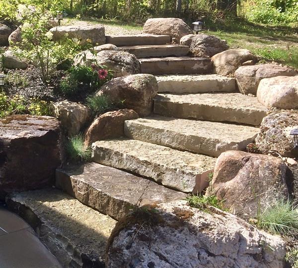 Stone steps and retaining