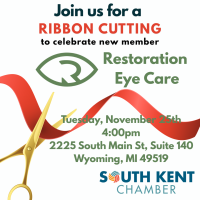 Ribbon Cutting for new member, Restoration Eye Care