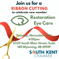 Ribbon Cutting for new member, Restoration Eye Care