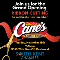 Ribbon Cutting for new member Raising Cane's!