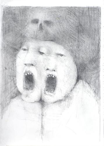 Coyote Anguish, Pencil Drawing by Juan Rodriguez