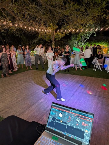 DJ and custom lighting for a holiday celebration