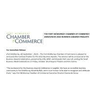 THE FORT MCMURRAY CHAMBER OF COMMERCE ANNOUNCES 2022 BUSINESS AWARDS FINALISTS