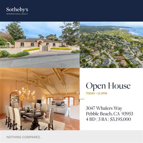 Open House - 3047 Whalers Way, Pebble Beach