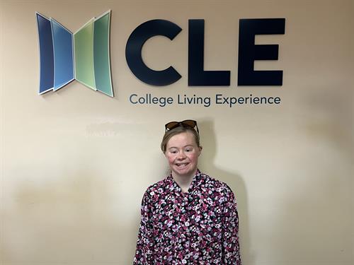 Isabelle proudly smiling on her first day as a CLE Office Intern.