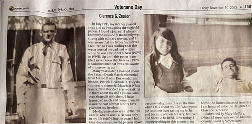 Veteran's Day Courier Article 2023