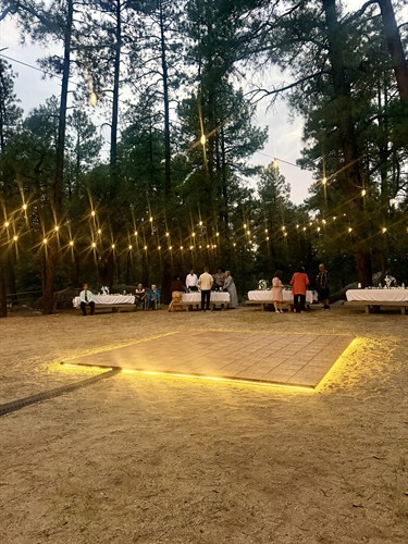 A Perfect Balance Between Bistro Lighting & Our Copper Sky Glow Dance Floor