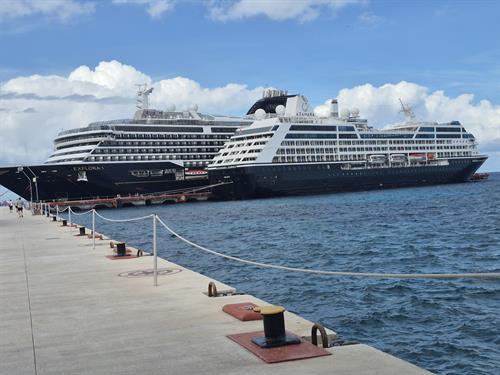 Explora and Azamara docked next to each other