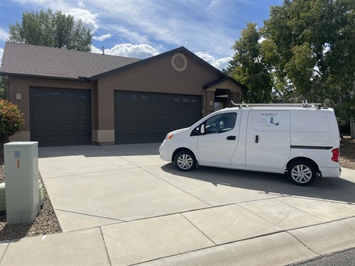 Company van on job site 