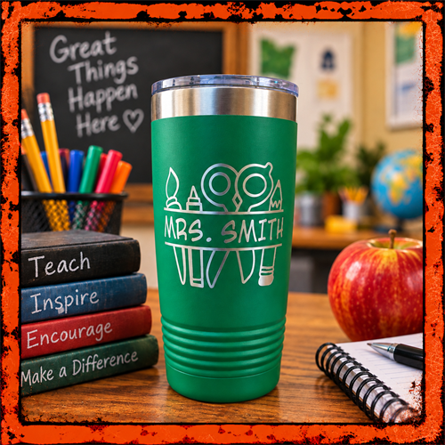 Personalized laser engraved tumblers make great teacher appreciation gifts, end-of-year gifts, and back-to-school surprises! Copper Mine Laser Design LLC in Merrill, Wisconsin, creates custom drinkware for teachers, school staff, businesses, and special occasions throughout Central Wisconsin.
