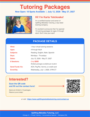Tutoring Packages Available!