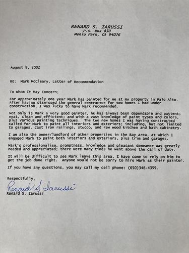 Letter of recommendation ..