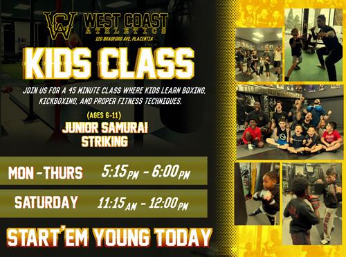 Junior Samurai Kids Class Schedule 