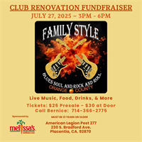 American Legion Post 277 Placentia - Major Fundraiser Featuring - Family Style Band