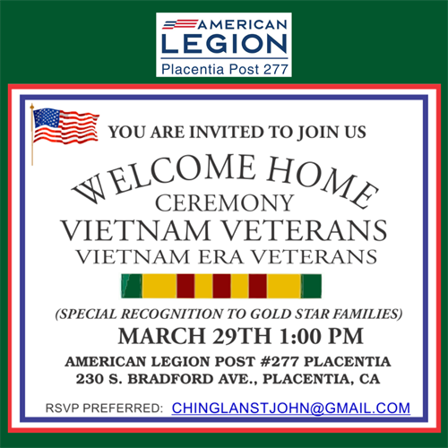 WELL COME HOME VIETNAM VETERANS - VIETNAM ERA VETERANS