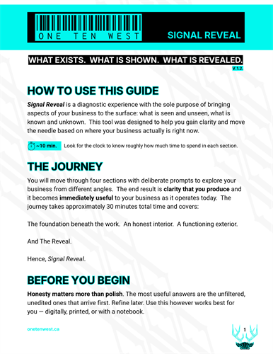Signal Reveal - How To Use This Free Diagnostic - pg. 1
