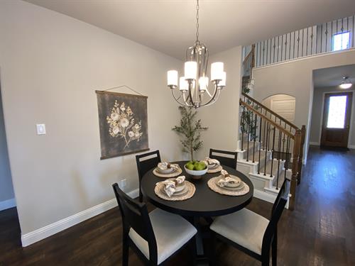 Casual dining area with beautiful fixtures