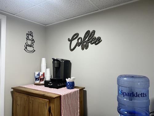 Coffee Bar and water cooler.