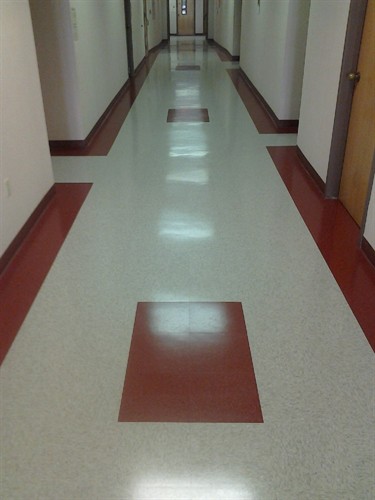 Newly waxed hallway