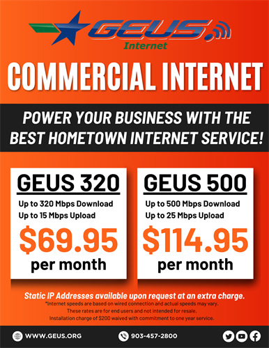 GEUS Commercial Internet Packages